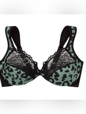 Glamorise CENTENNIAL LEOPARD WonderWire Front-Close Bra, US 44B NWOT